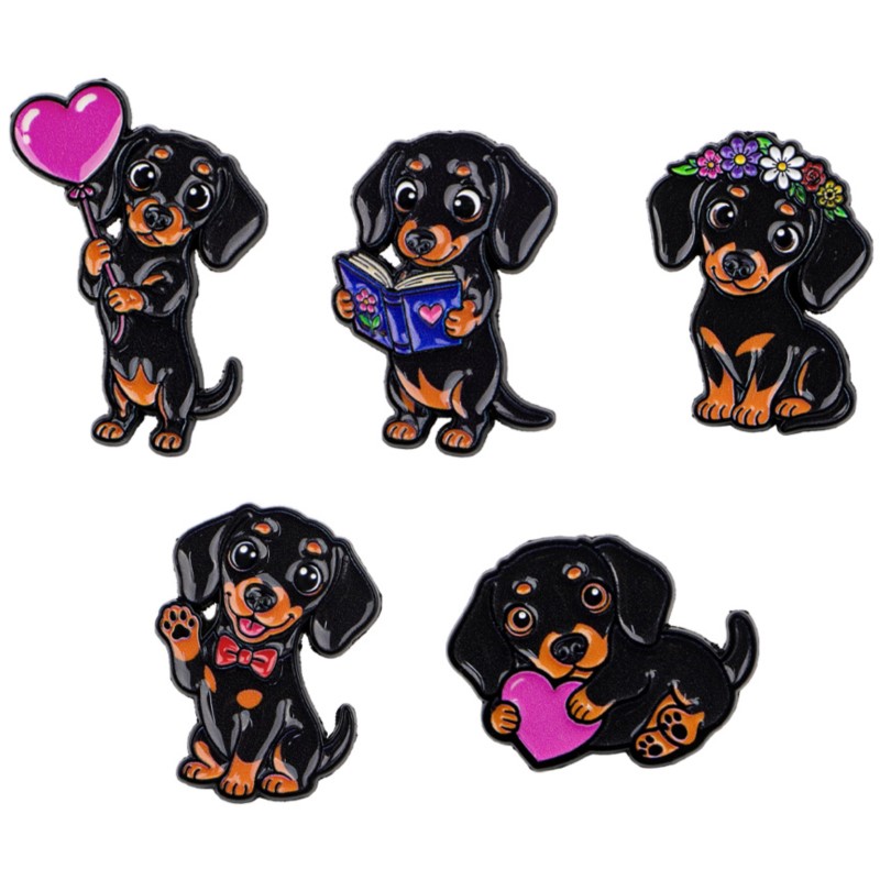 Enamel Pin Set - 5pcs 귀여운 닥스훈트 에나멜 핀 세트