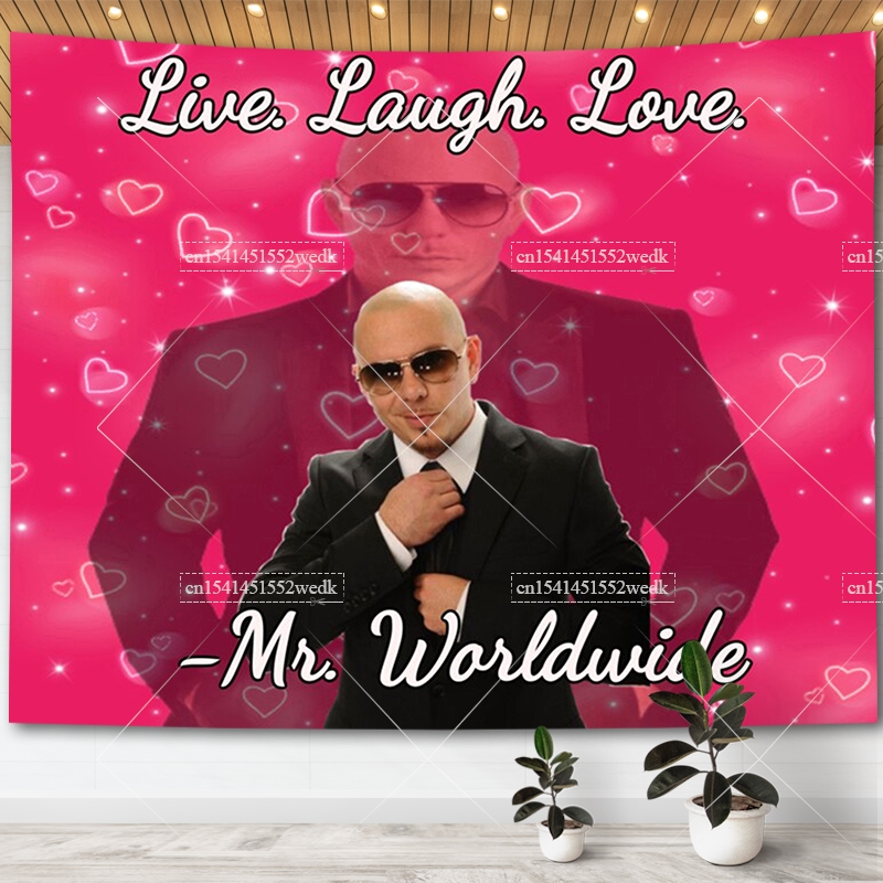 Wall Scroll Tapestry - Mr. Worldwide은 웃음 사랑 깃발 태피스트리