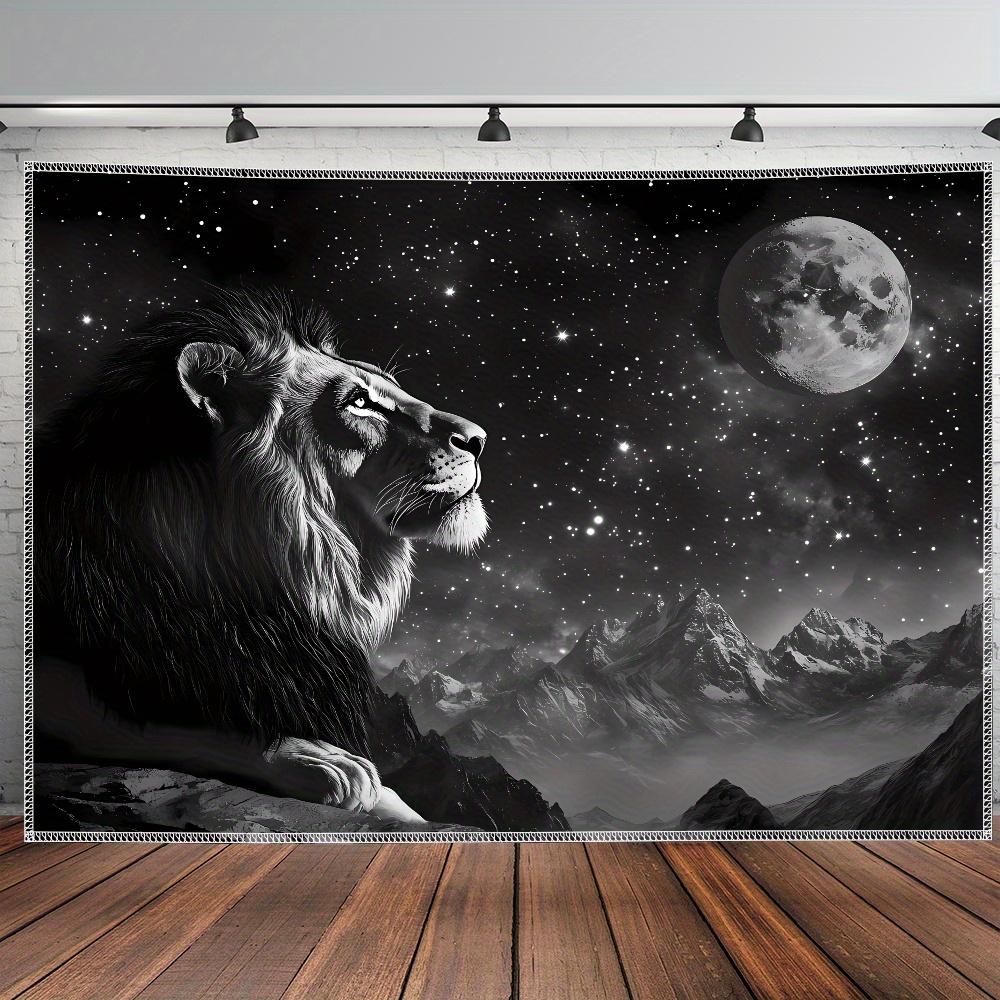 웅장한 사자 별이 빛나는 밤 태피스트리 벽걸이 은하수  - Wall Scroll Tapestry 리뷰 및 가격