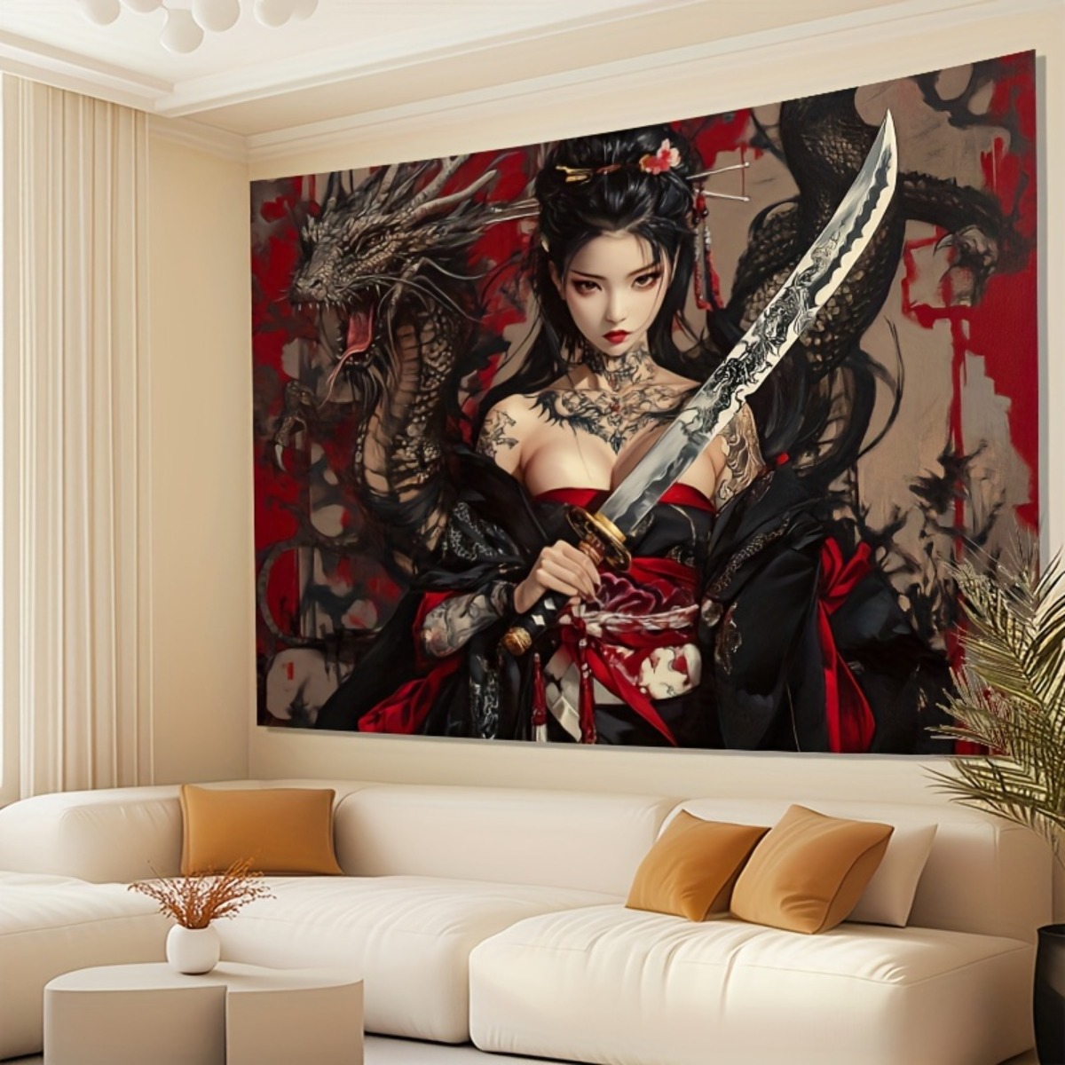 애니메이션 판타지 드래곤 여성 태피스트리 벽걸이 예술  - Wall Scroll Tapestry 리뷰 및 가격