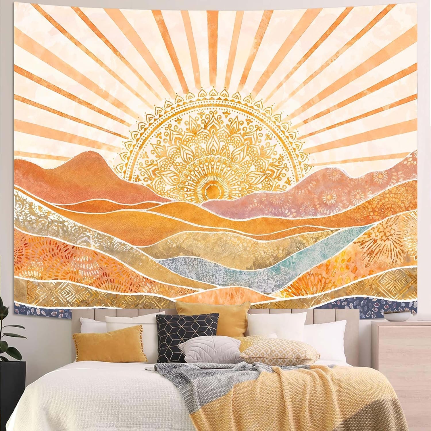 미적 감각이 돋보이는 보헤미안 태양 산 테이프스트리,  - Wall Scroll Tapestry 리뷰 및 가격