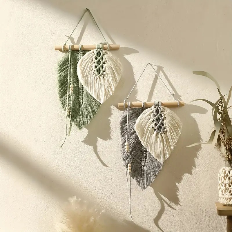 수제 Macrame 잎 벽 교수형, Boho 짠 잎 태 - Wall Scroll Tapestry 리뷰 및 가격