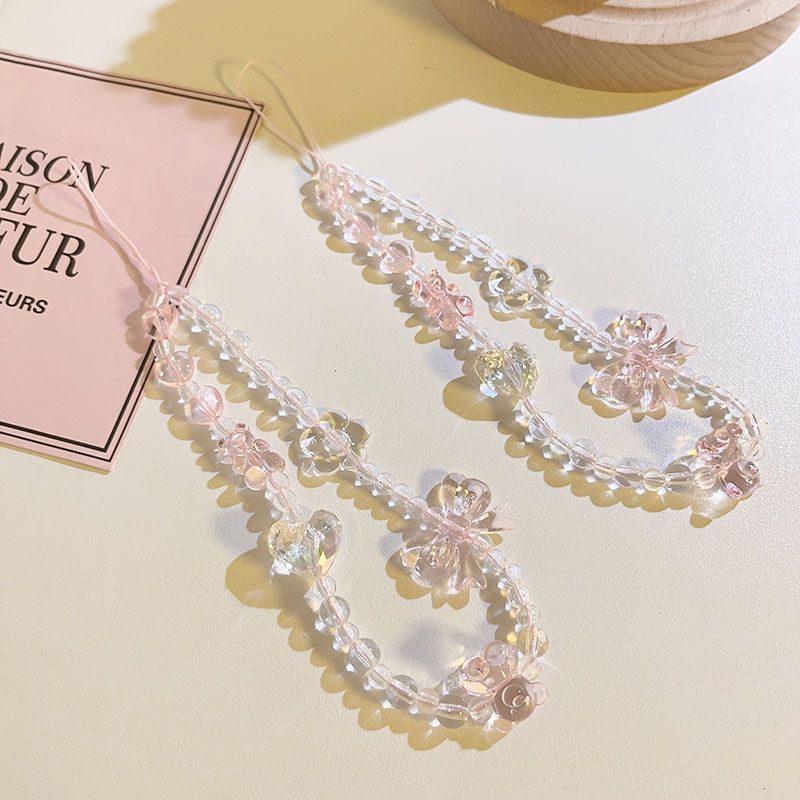 휴대폰 끈 키체인 여성 소녀 한국 핑크 곰 나비 꽃 폰 - Anime Merchandise Keychain 리뷰 및 가격
