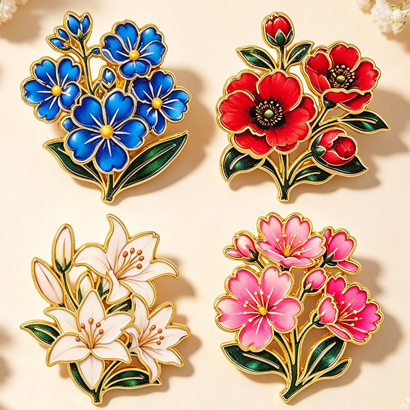귀여운 빈티지 다채로운 꽃무늬 에나멜 핀 백합 벚꽃 양 - Enamel Pin Set 리뷰 및 가격